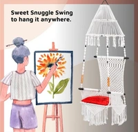 The Elegant Curio Centre Premium Maharaja Hanging Swing - White with Polyester Ropes & Mild Steel Frame Chair with Heavy Duty Stainless Steel Hanging Accessories And Cushion has a unique design, - Free Size, White, Polyester Rope With Iron Frame, Pack of 1